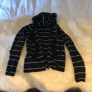 Black and white stripped lululemon workout jacket